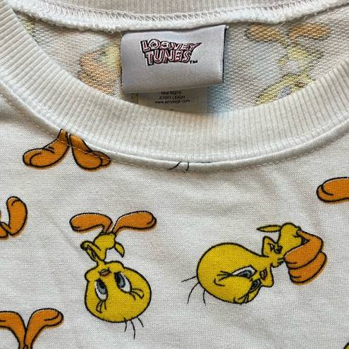 Looney Tunes  Tweety Bird Women’s Cropped Long Sleeve T-shirt Size Large