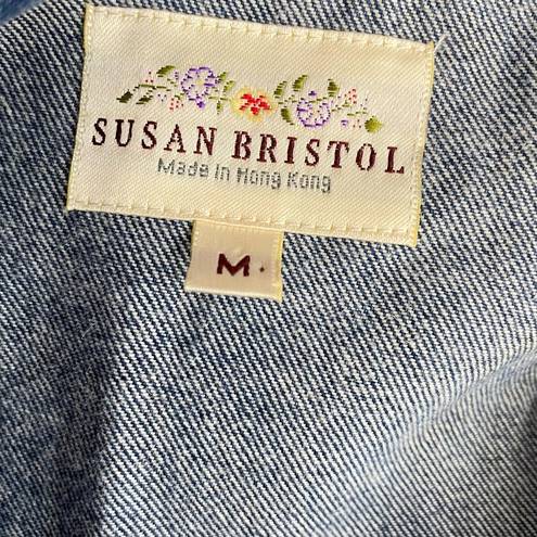 Susan Bristol Vintage Patchwork Embroidered Denim Boho Western Country Vest M