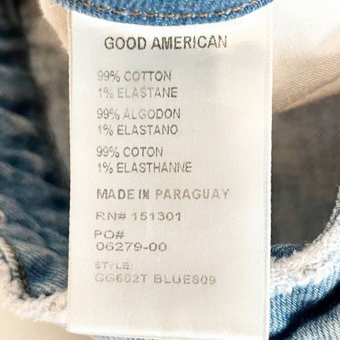 Good American  The Weekender Girlfriend Distressed Slim Jeans Light Wash Blue 4