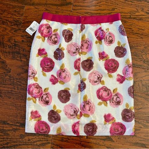 Kate Spade  Kayla Sequin Pencil Skirt in Pink Multi Size 10 NWT