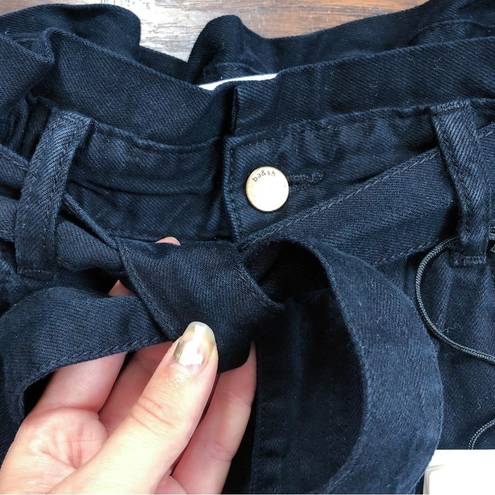 Ba&sh  • Jalia Trousers jeans belted crop high waist paper bag Blackstone denim