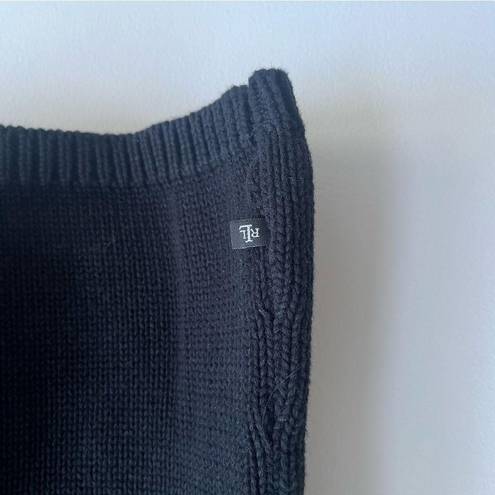 Ralph Lauren Lauren  Sleeveless Mock Neck Turtleneck Top Sweater Thick Knit Black