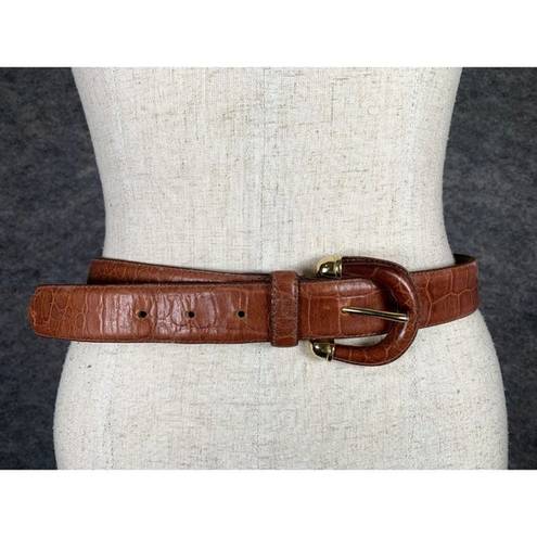 Talbots Vintage  Large Womens Belt Alligator Tan Brown Gold USA Made READ