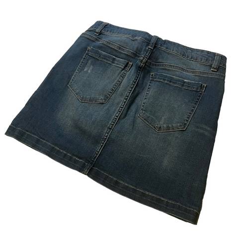 Chelsea and Violet  Distressed Denim Mini Skirt, Sz M