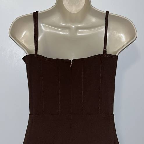 Tic Toc  Bodycon Ruched Corset Waist Mini Dress Brown Women’s M Medium