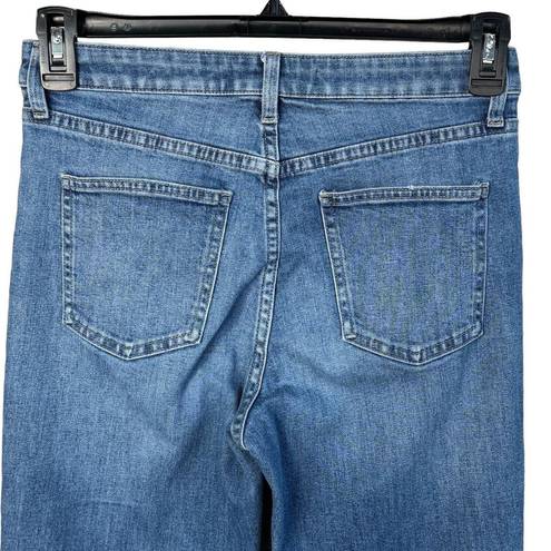 Uniqlo  SZ 4 Ankle Jeans High-Rise Medium Wash Pockets Zip-Fly Blue Frayed Hems