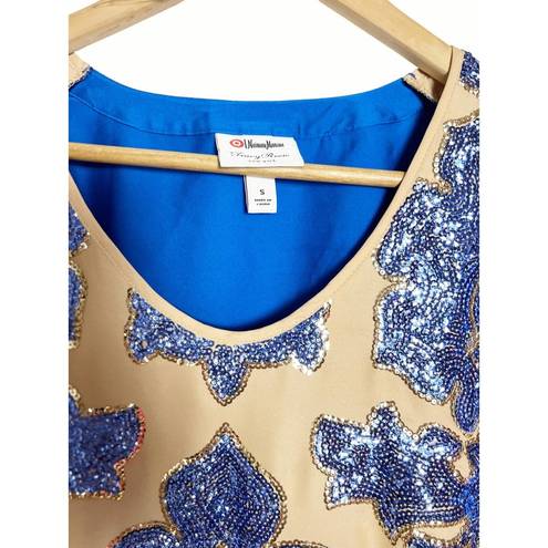 Tracy Reese  Neiman Marcus x Target Tan & Blue Sequin Top Size S