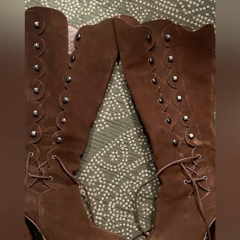 sbicca  RARE lace up/ zipper boho suede boots sz 9