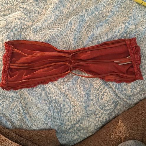 Free People  Strappy Back Lace Bandeau Bra Red Clay Great Condition Size Large