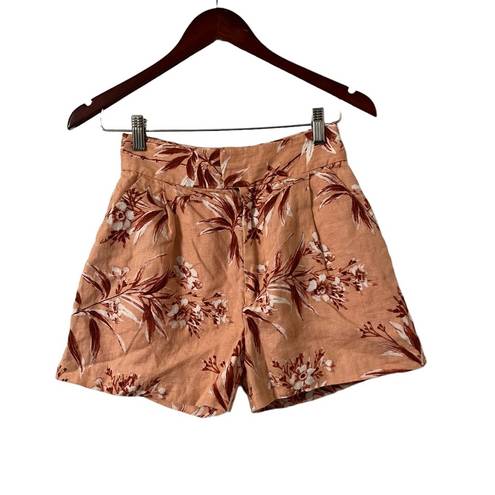 Joie  Linen Pink Floral Casual High Waisted Shorts