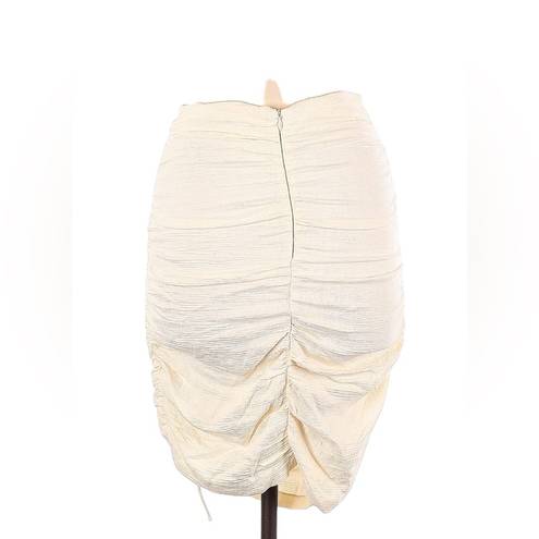 ZARA Women’s   cream color High Waisted Draped ruched Mini Skirt sz s