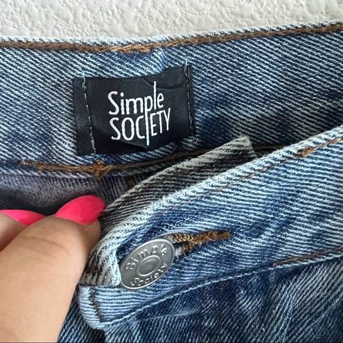 Simple Society NWT  Super High Rise Straight Studded Button Fly Distressed Denim