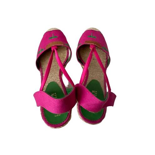 Ralph Lauren LAUREN  Cala Pink Dragonfly Espadrille Wedges Sz 9.5