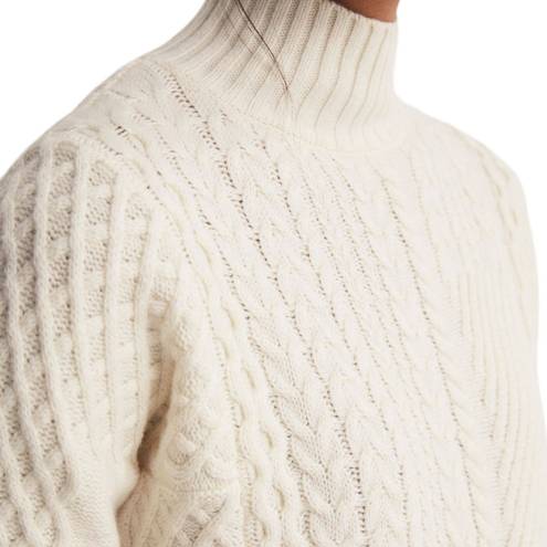 Reiss  Martha Wool Blend Cable Knit Tunic Mock Neck Sweater Cream Size L NWT