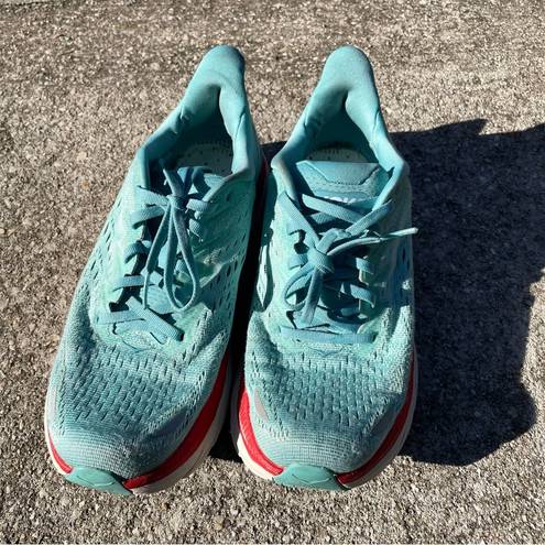 Hoka ONE ONE Womens Clifton 8 Mesh Aquarelle Eggshell Blue Running Shoes