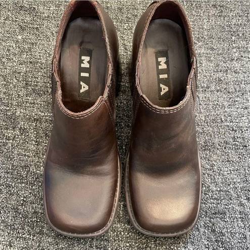 MIA  Vintage 90s Y2K Bratz Loafers Brown Leather Chunky Square Toe Women’s 7