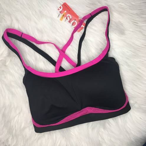 Natori Josie  Pink & Black Strappy Sports Bra