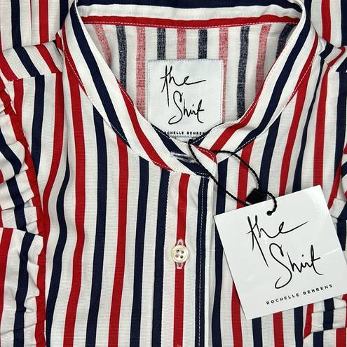 Tuckernuck  The Shirt by Rochelle Behrens The Ruffle Shirt Stripe NWT Size XS