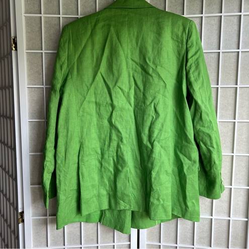 Mango Linen Blazer Lapel collar Green size XXL