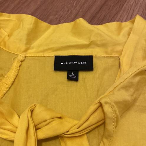 Who What Wear A New Day Yellow Neck Tie Blouse Shirt Small