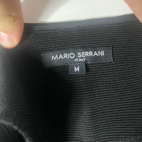 Mario Serrani  Italy Dress MEDIUM Black Ribbed Scoop Neck Shift Short Sleeve
