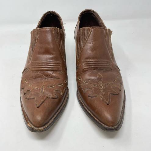 Guess Vintage  Brown Leather Western Cowboy Pointy Toe Booties Boots womens 9