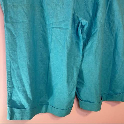 The Loft Design Blue Linen Blend Belted Bermuda Shorts 3X