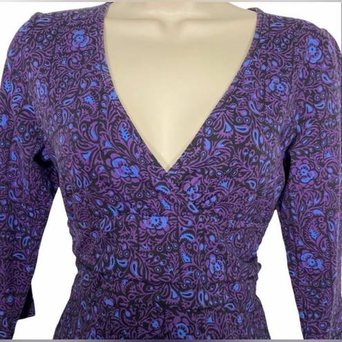 Patagonia  Purple Floral Paisley Margot Faux Wrap Dress Size Small