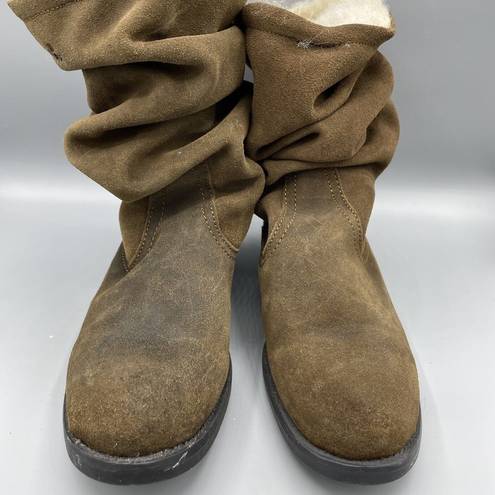 BEARPAW s Womens Kassidy Boots Brown Suede Booties Slouch Wool Blend Lining 7