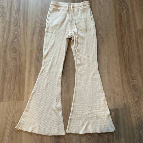 American Eagle Tan Waffle Knit Flare Pants