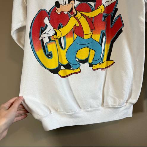 American Vintage Vintage Tultex White Disney Goofy Florida Crewneck Sweatshirt Medium