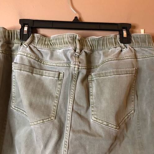 J.Jill  Denim Straight Leg Boyfriend Jeans Olive Military Green Size 16