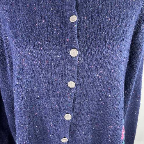 Northern Reflections  Sweater Cardigan Large Navy Pink Floral L