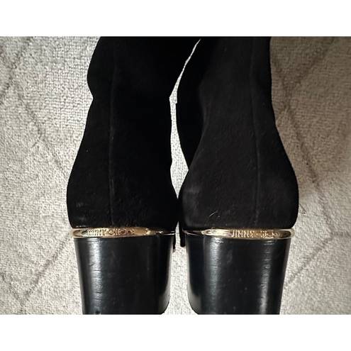 Jimmy Choo  Black Suede Over the Knee Block Heel Boots Sz 7