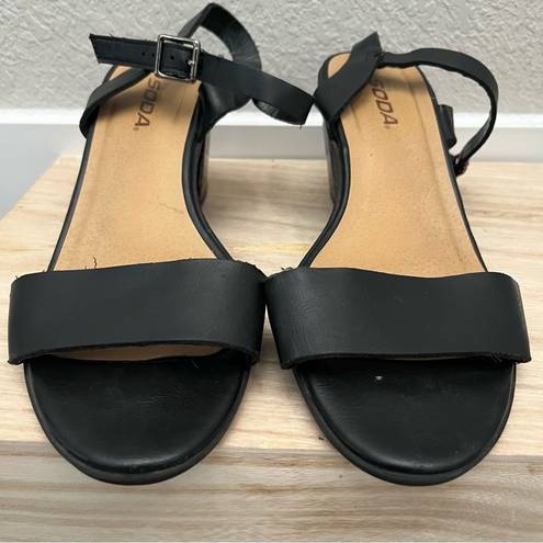 Soda  Black Block Heel Ankle Strap Sandals 8