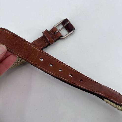 Gap  Unisex Genuine Leather Elastic Woven Braided Waist Belt Beige Tan Size 32