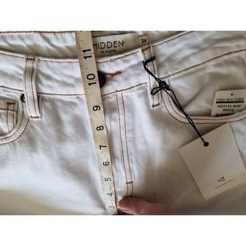 Hidden Jeans  Happi  White w/Gold Stitching Flare Leg w/ Side Slits Women's Sz 26