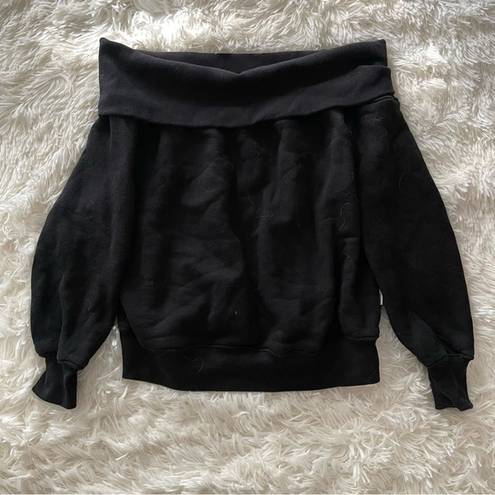 Good American  black off the shoulder sweatshirt