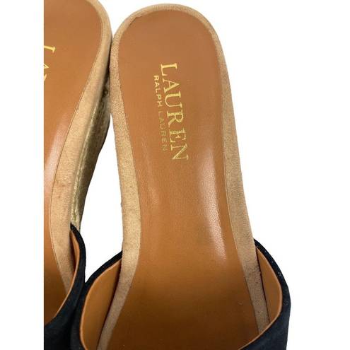 Ralph Lauren LAUREN  Karlia Suede Leather Slip On Espadrille Wedge Heels Womens 8