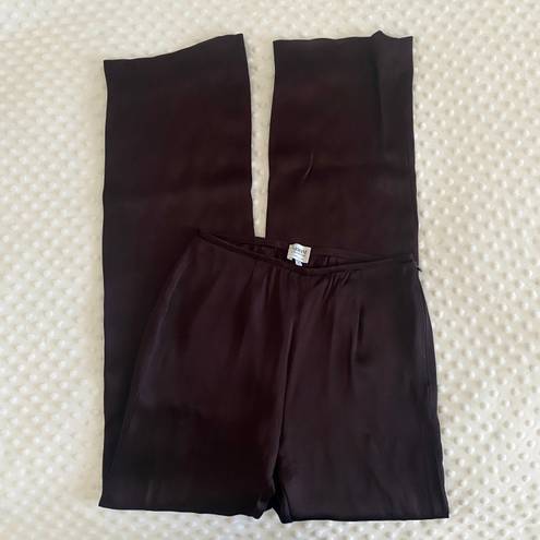 Giorgio Armani Brown High Rise Satin Vintage Pants