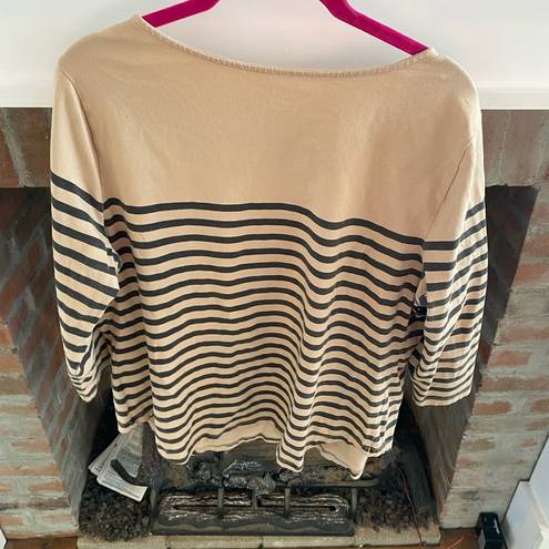 Coldwater Creek  XL Tan And Black Lace Stripes Shirt size XL 16