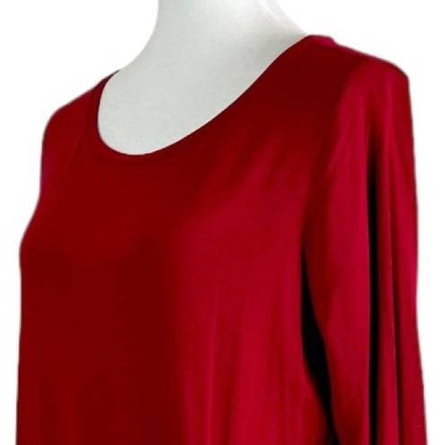 Westport  Tee Shirt Side Tie Scoop Neck 3/4 Sleeves Red Women’s Size Large