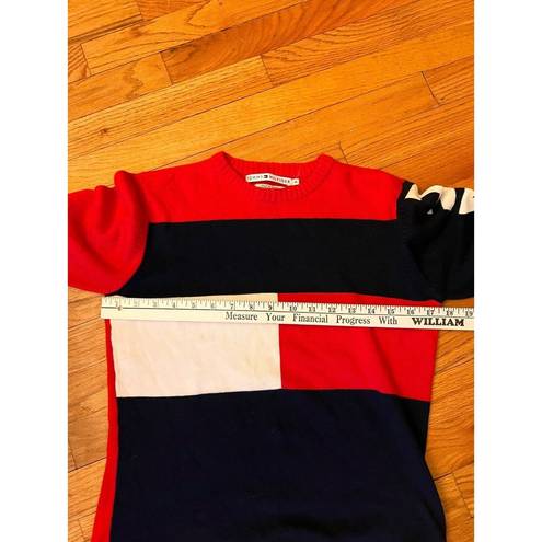 Tommy Hilfiger  Sweater Jumper Red Spell Out Flag Logo M Flag Vtg