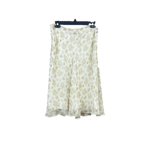 White House | Black Market  Floral Cream Skirt 100% Silk Lightweight Sz 10 Lined