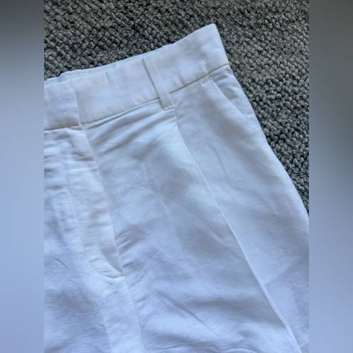 H&M  High Waisted Linen Blend White Shorts