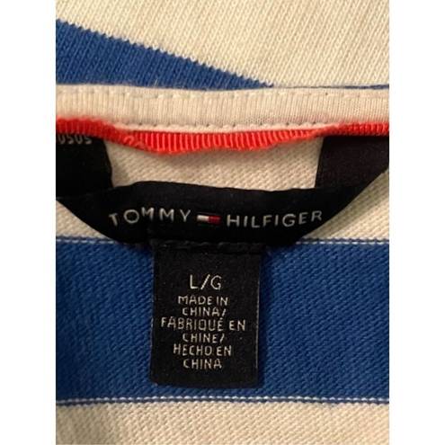 Tommy Hilfiger  Nautical Striped Cotton Knit Top Side Zipper Details Sz L