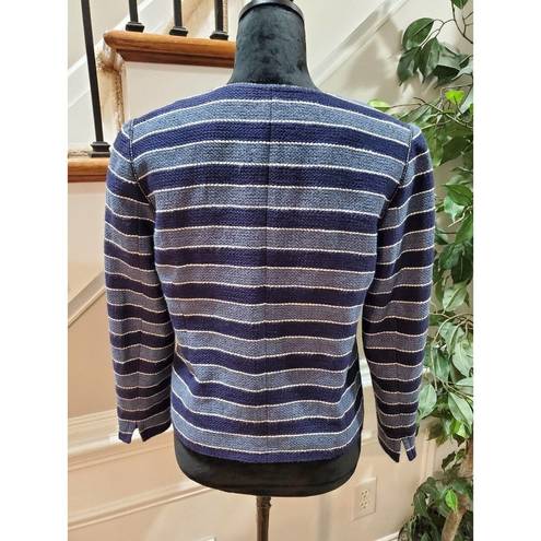 The Loft  Women's Blue Striped Cotton Long Sleeve Full Zip Front Casual Jacket Size 6