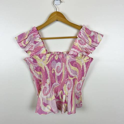 Hill House NWT  The Paz Top Linen in Candy Kaleidoscope