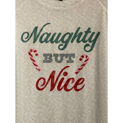 Jaclyn Intimates  Christmas Naughty but Nice‎ soft leisure shirt grey pj top Sz M