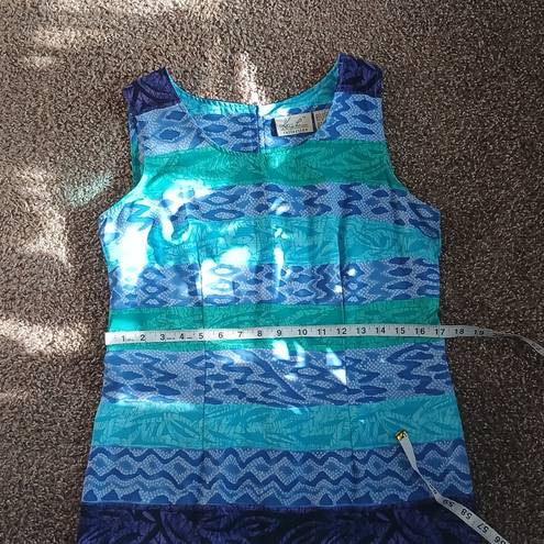 Kathie Lee Collection blue multi pattern midi tank dress size 10